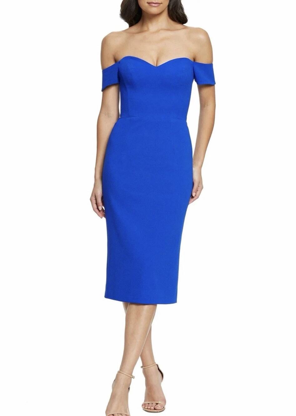 Dress the Population Bailey Off-the-Shoulder Bodycon Sheath Dress Electric Blue